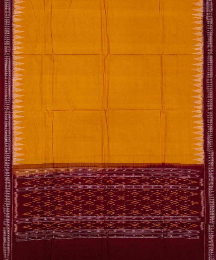 Maroon mustard handwoven cotton sambalpuri dress material