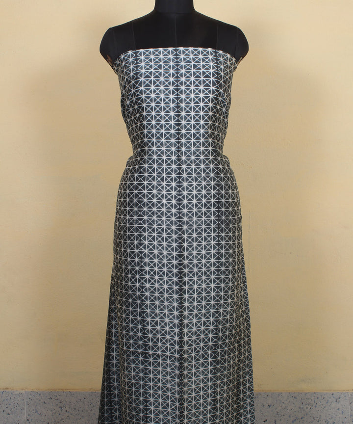 2.9m grey handwoven cotton silk shibori kurta material