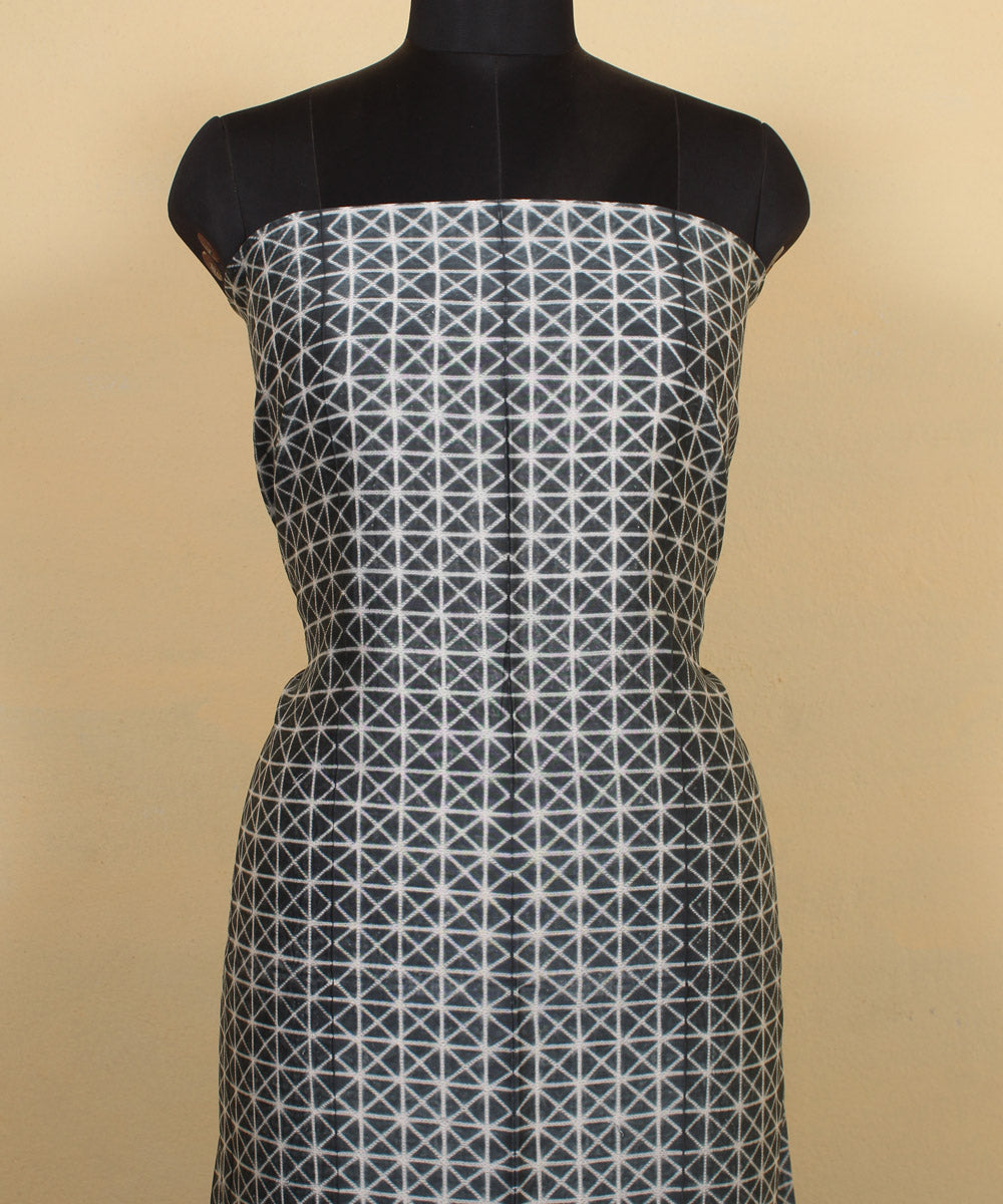 2.9m grey handwoven cotton silk shibori kurta material