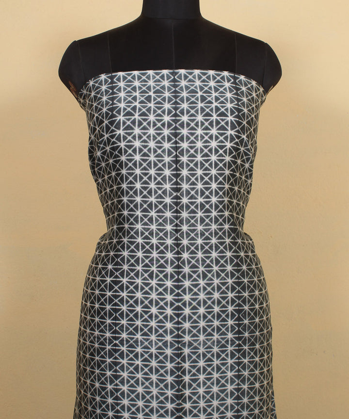 2.9m grey handwoven cotton silk shibori kurta material