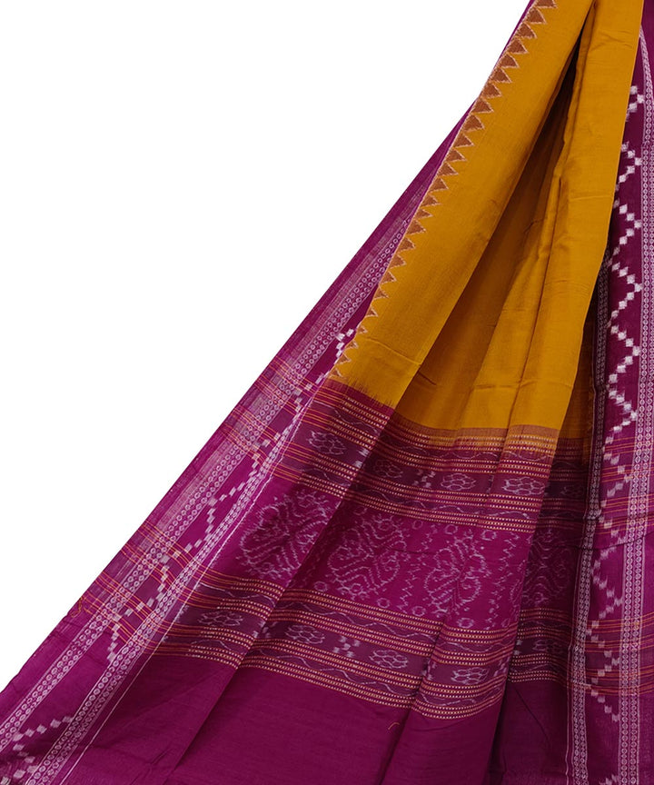 Mustard magenta handwoven cotton sambalpuri dupatta