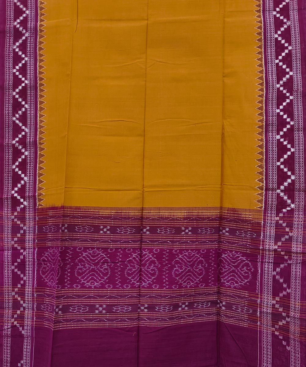 Mustard magenta handwoven cotton sambalpuri dupatta