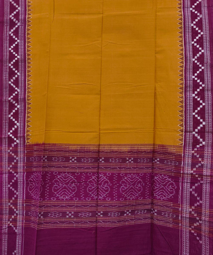 Mustard magenta handwoven cotton sambalpuri dupatta