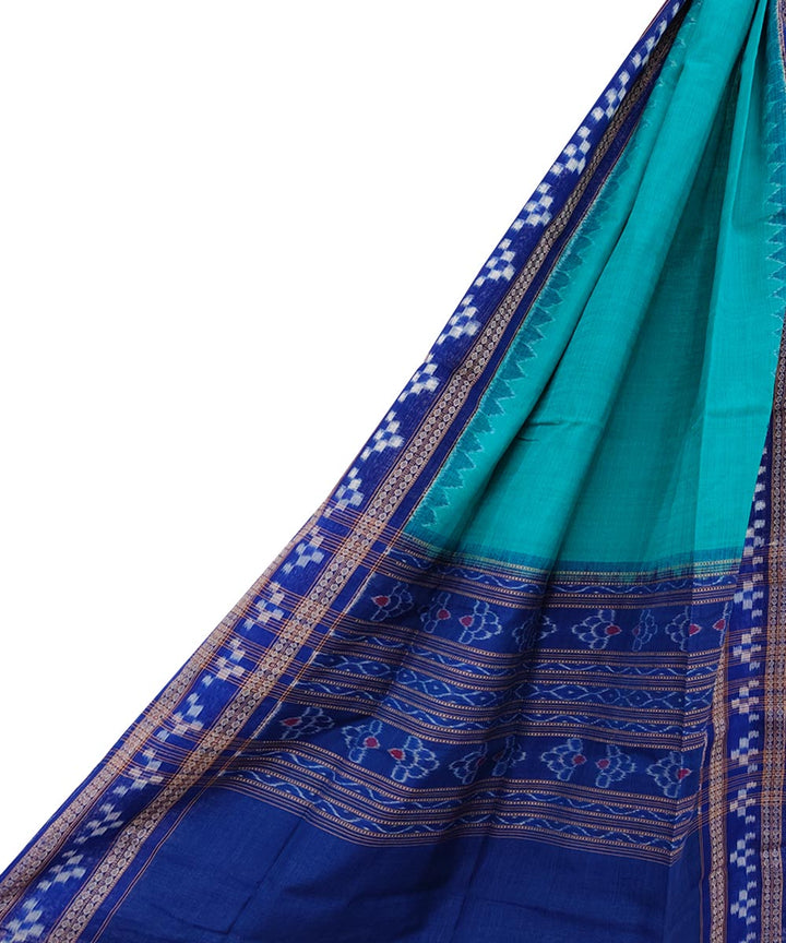 Rama green navy blue handwoven cotton sambalpuri dupatta