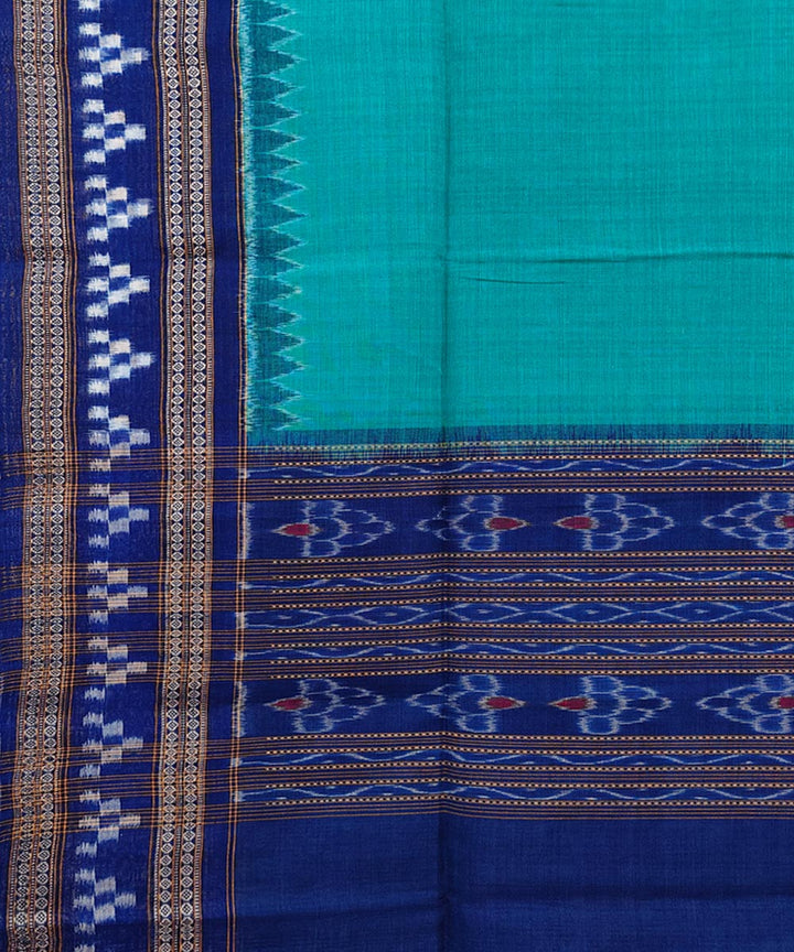 Rama green navy blue handwoven cotton sambalpuri dupatta