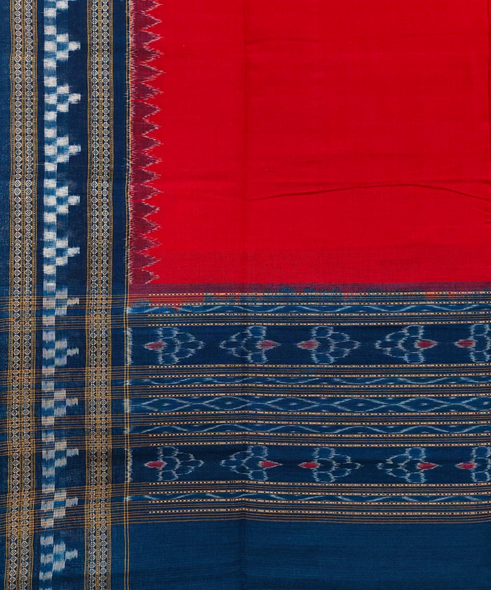 Red navy blue handwoven cotton sambalpuri dupatta