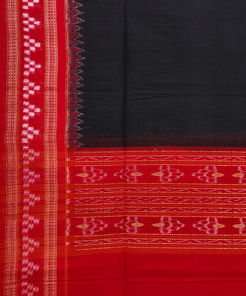 Black red handwoven sambalpuri cotton dupatta