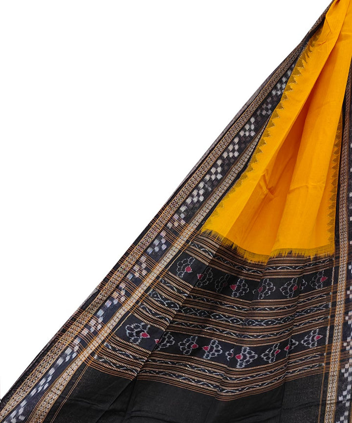 Yellow black handwoven cotton sambalpuri dupatta