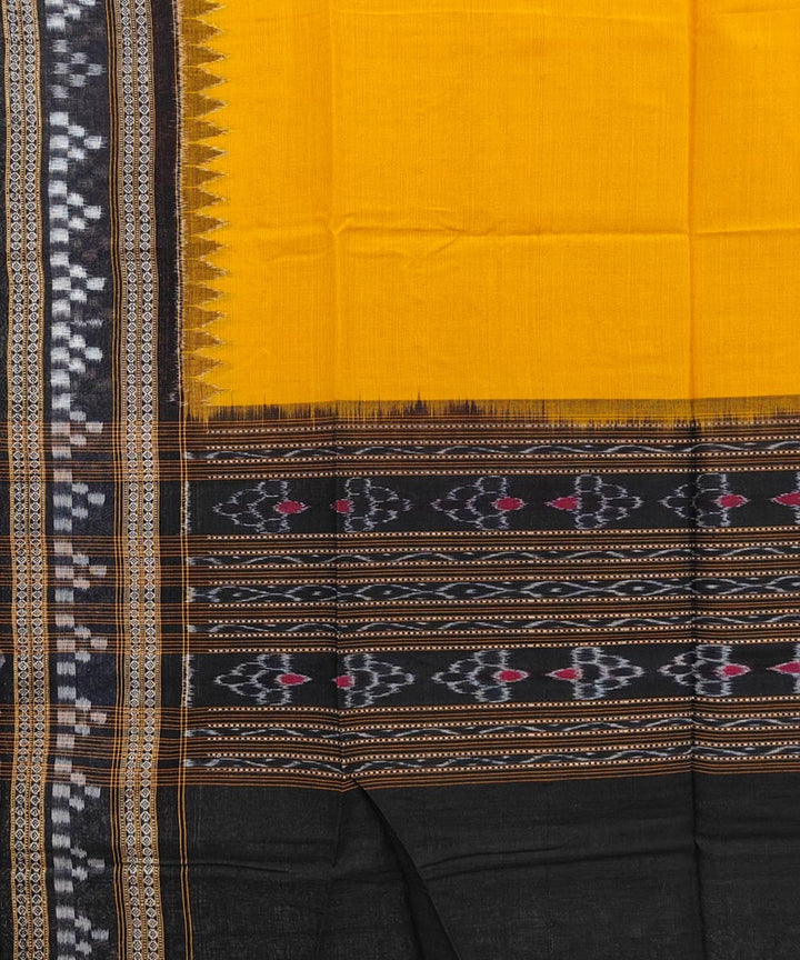 Yellow black handwoven cotton sambalpuri dupatta