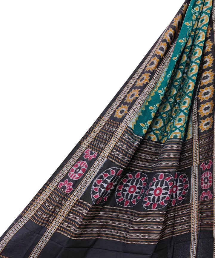 Dark green black handwoven cotton sambalpuri dupatta