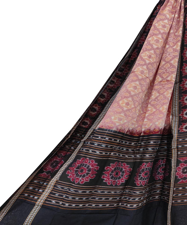 Grey red black handwoven cotton sambalpuri dupatta