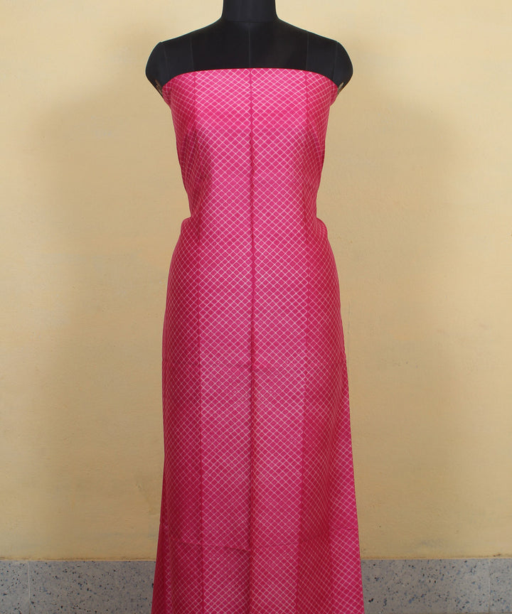 2.9m pink handwoven cotton silk shibori kurta material