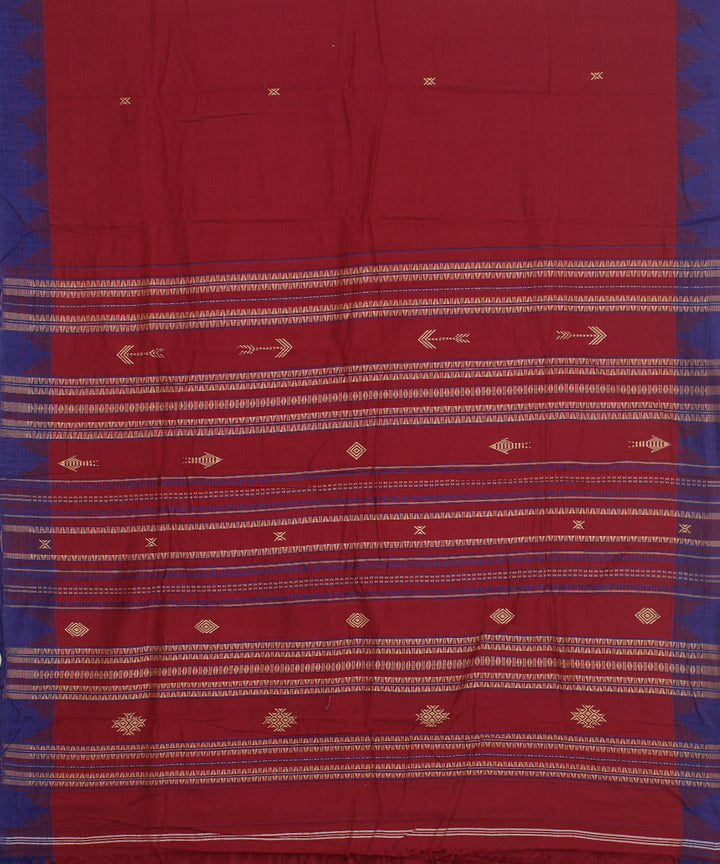 Maroon navy blue cotton handwoven kotpad saree