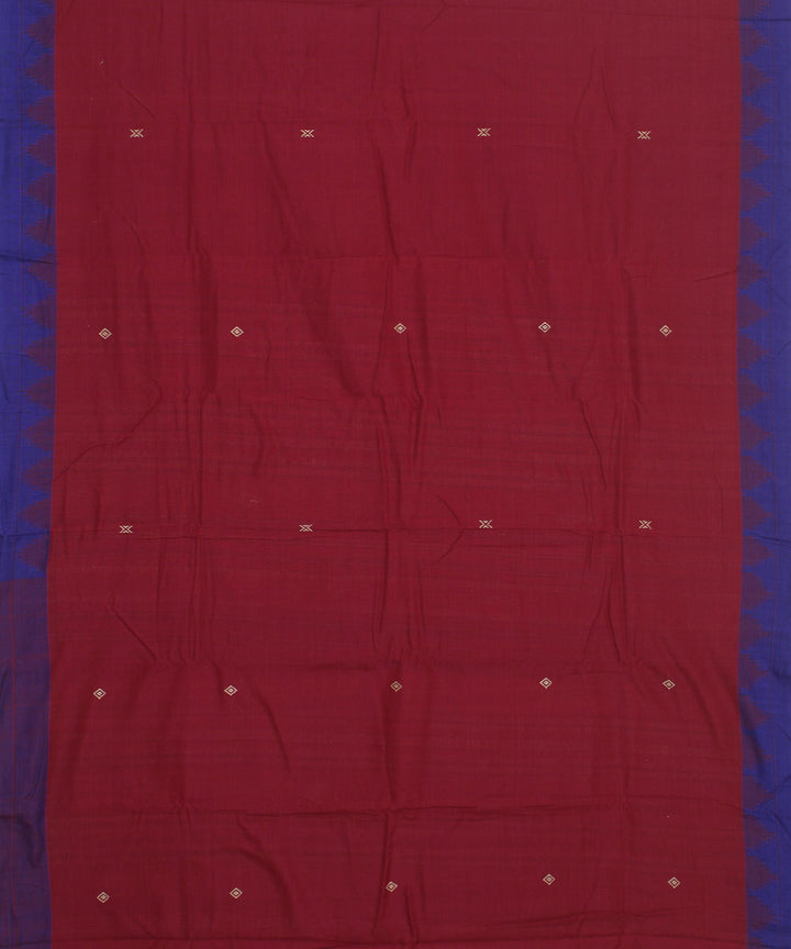Maroon navy blue cotton handwoven kotpad saree