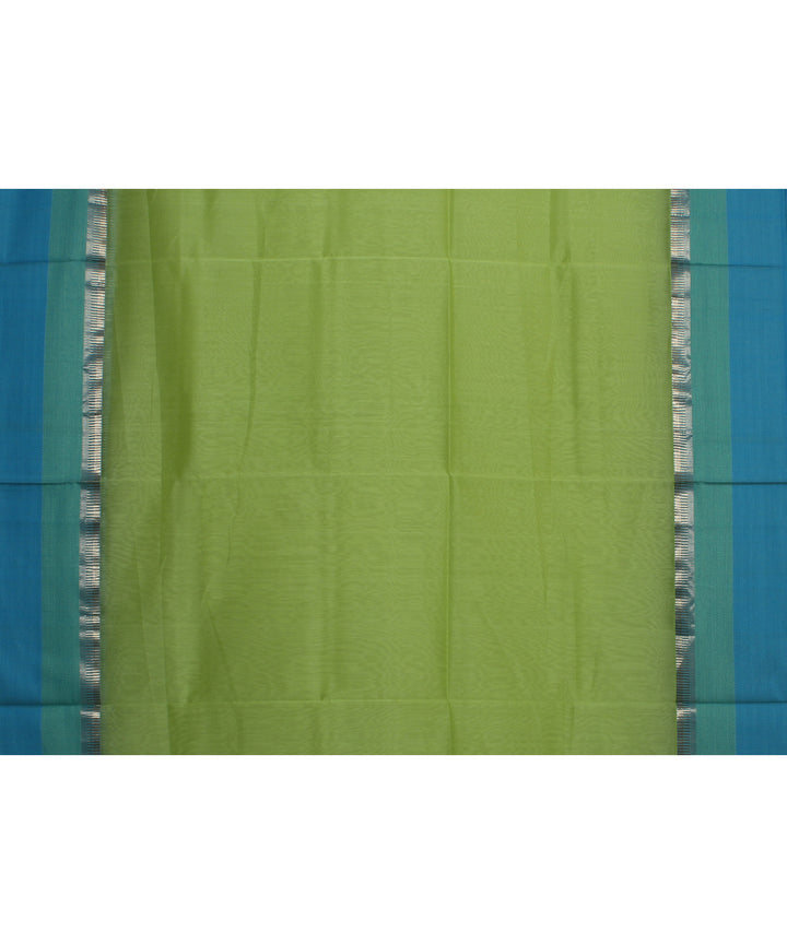 Light green cyan blue handloom maheshwari cotton silk saree