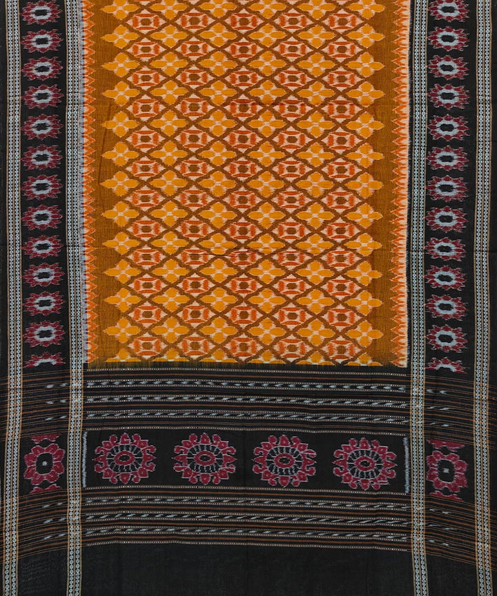 Mustard black handwoven cotton sambalpuri dupatta