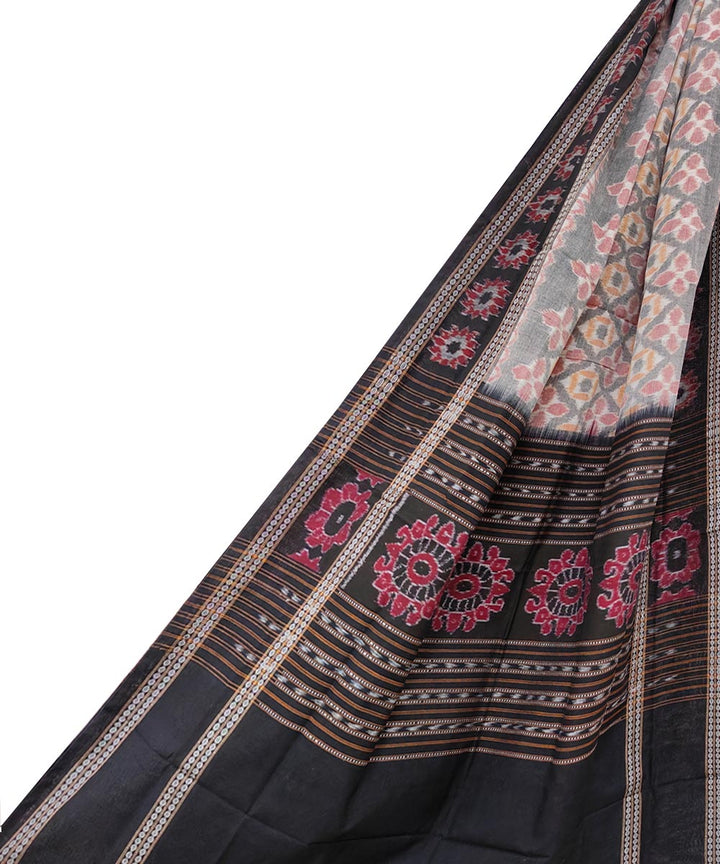 Grey black handwoven sambalpuri cotton dupatta