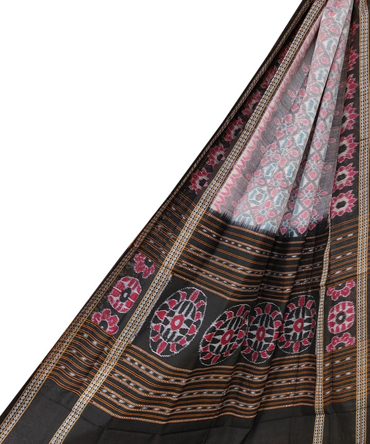 Grey black handwoven cotton sambalpuri dupatta