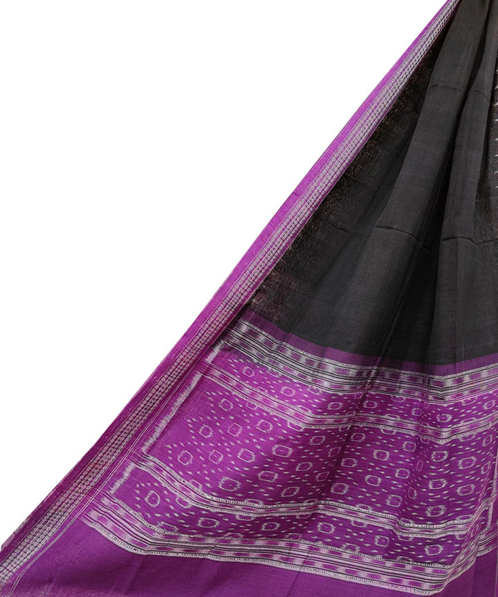 Black purple handwoven cotton sambalpuri dupatta