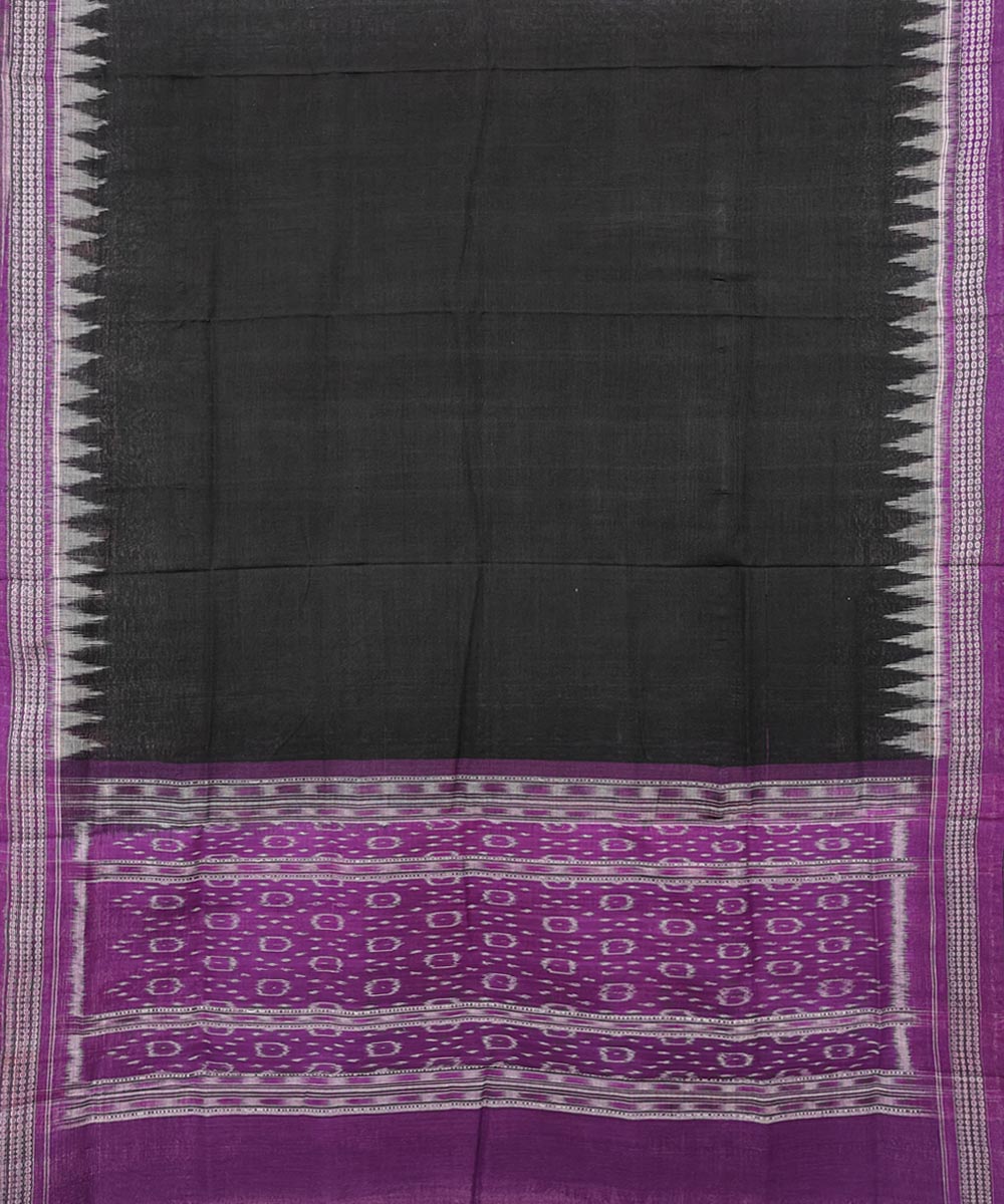 Black purple handwoven cotton sambalpuri dupatta