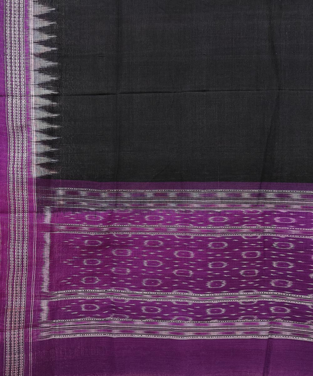 Black purple handwoven cotton sambalpuri dupatta