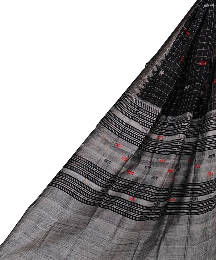 Black grey handwoven cotton sambalpuri dupatta