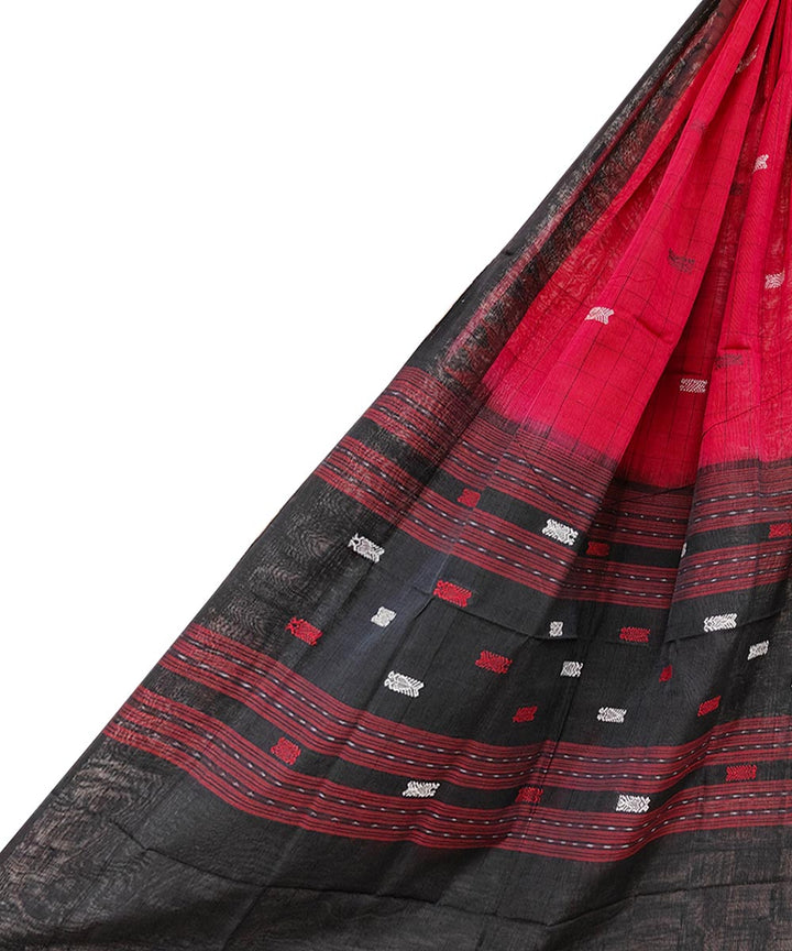 Red black handwoven sambalpuri cotton dupatta