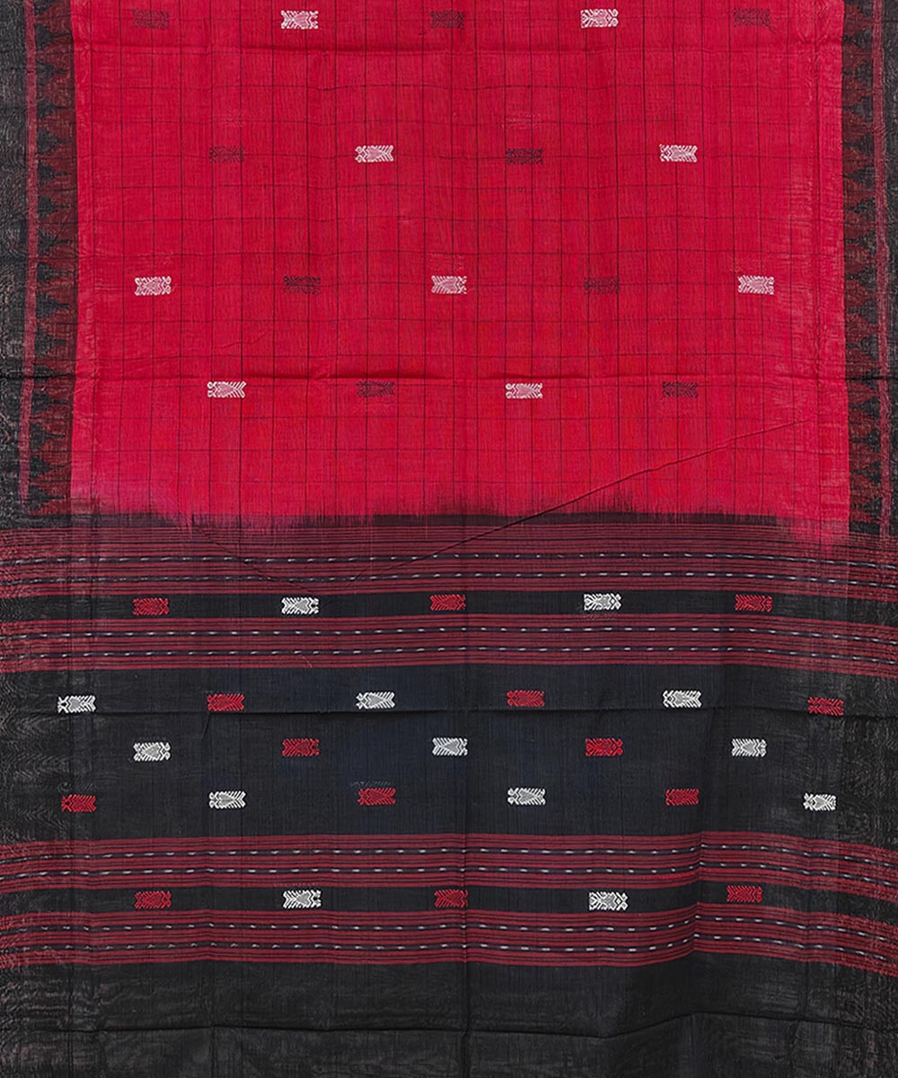 Red black handwoven sambalpuri cotton dupatta