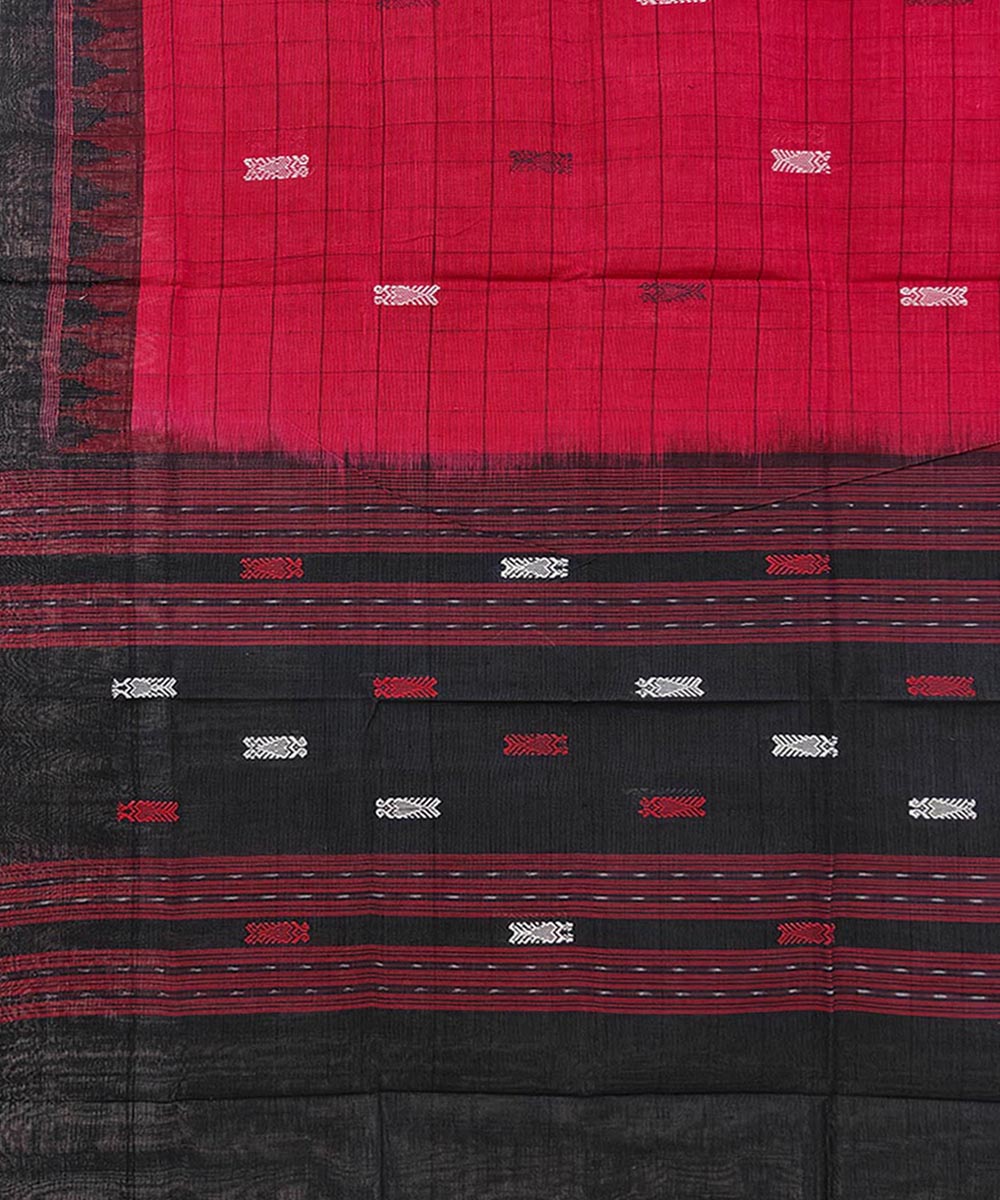 Red black handwoven sambalpuri cotton dupatta