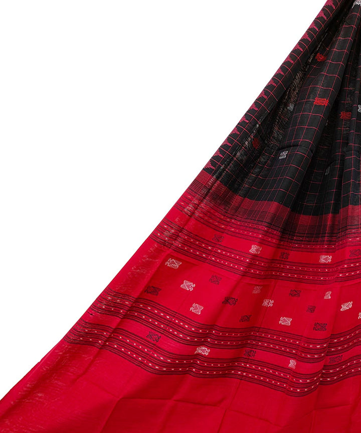 Black red sambalpuri handwoven cotton dupatta