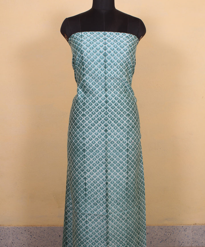 2.9m light green handwoven cotton silk shibori kurta material