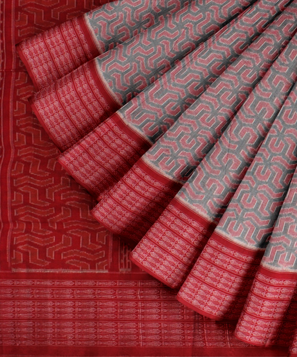 Red green cotton handloom sambalpuri saree