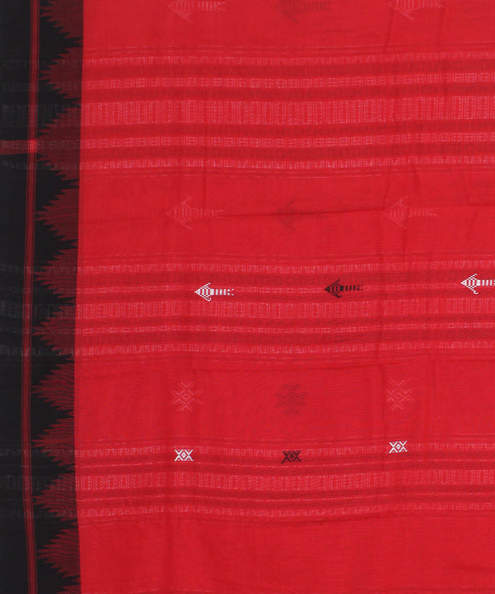 Red black cotton handwoven kotpad saree