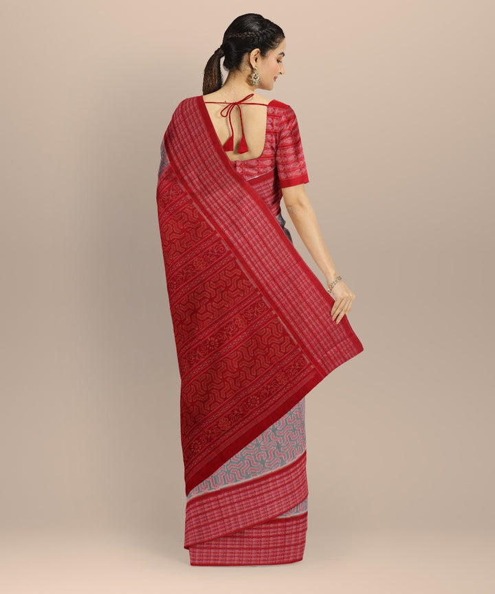 Red green cotton handloom sambalpuri saree