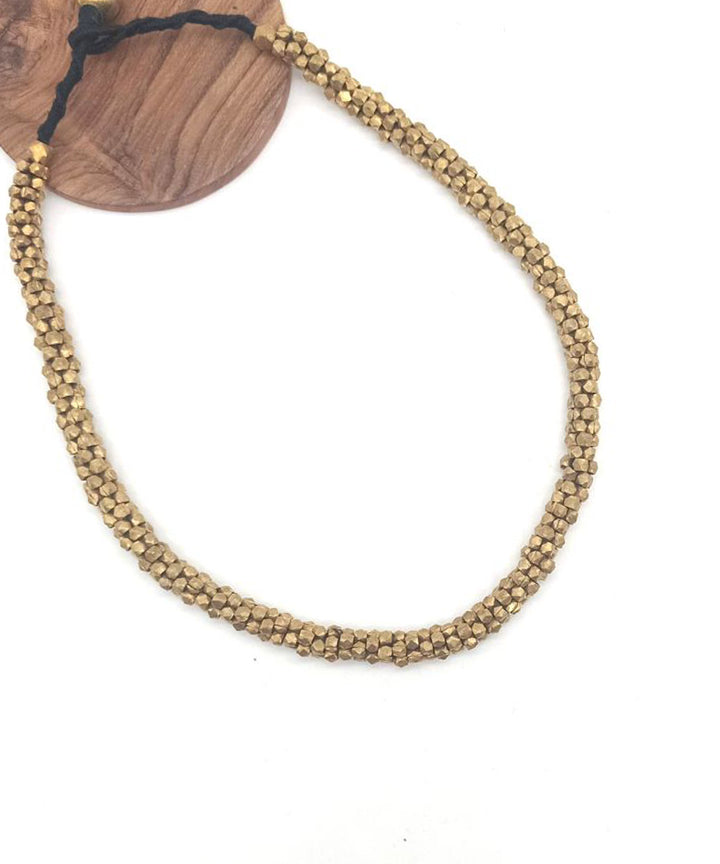 Black thread Handcrafted Golden Brass Necklace