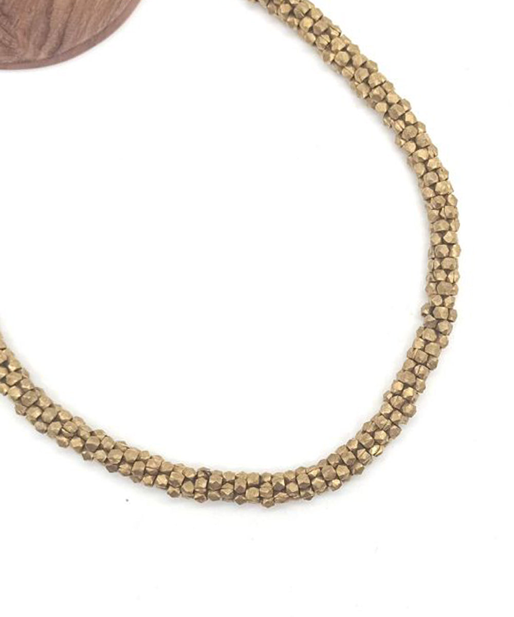 Black thread Handcrafted Golden Brass Necklace
