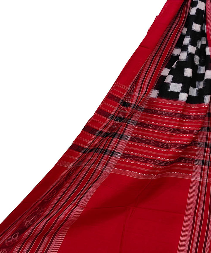 Black red handwoven cotton sambalpuri stole