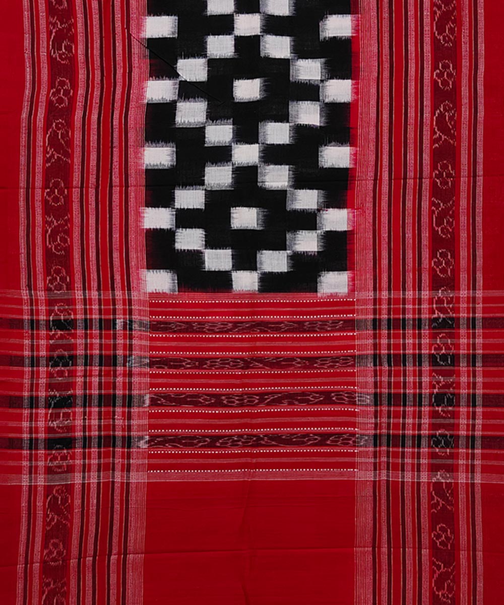 Black red handwoven cotton sambalpuri stole