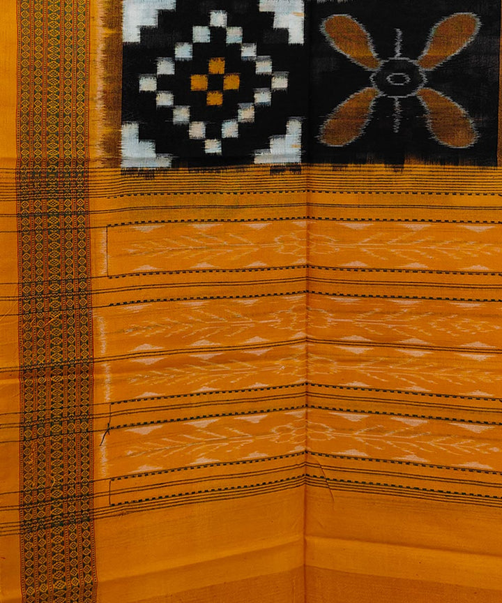 Black offwhite double ikkat handwoven cotton sambalpuri stole