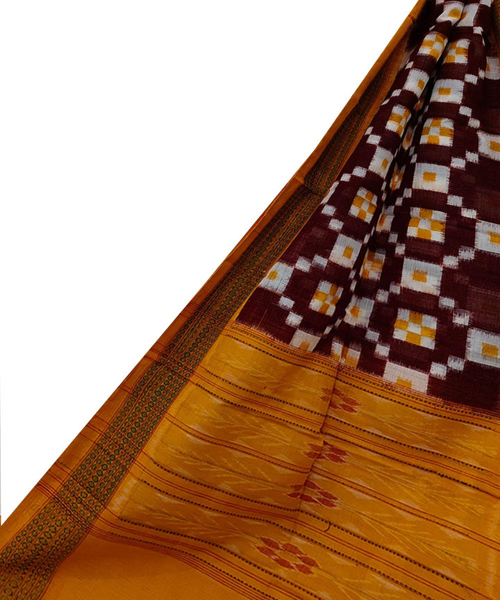 Maroon double ikkat handwoven cotton sambalpuri dupatta