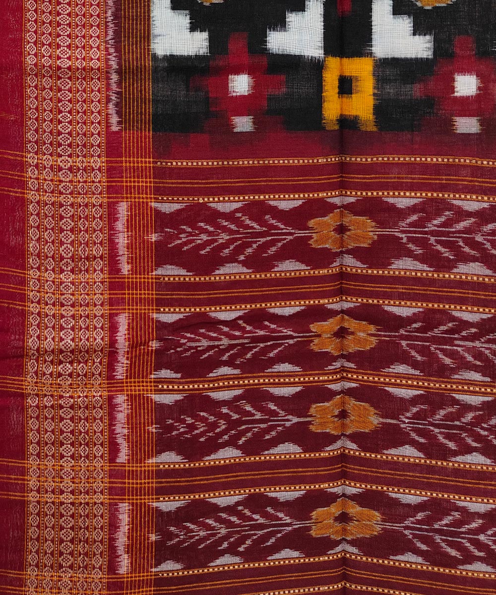 Multicolor double ikkat handwoven cotton sambalpuri stole