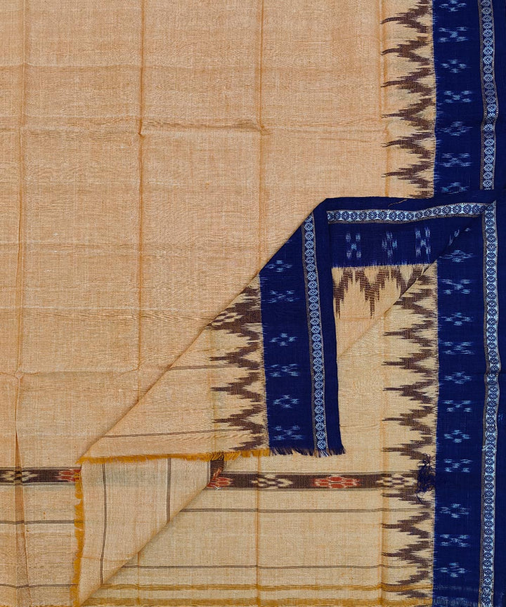 Beige blue handwoven cotton sambalpuri towel gamcha