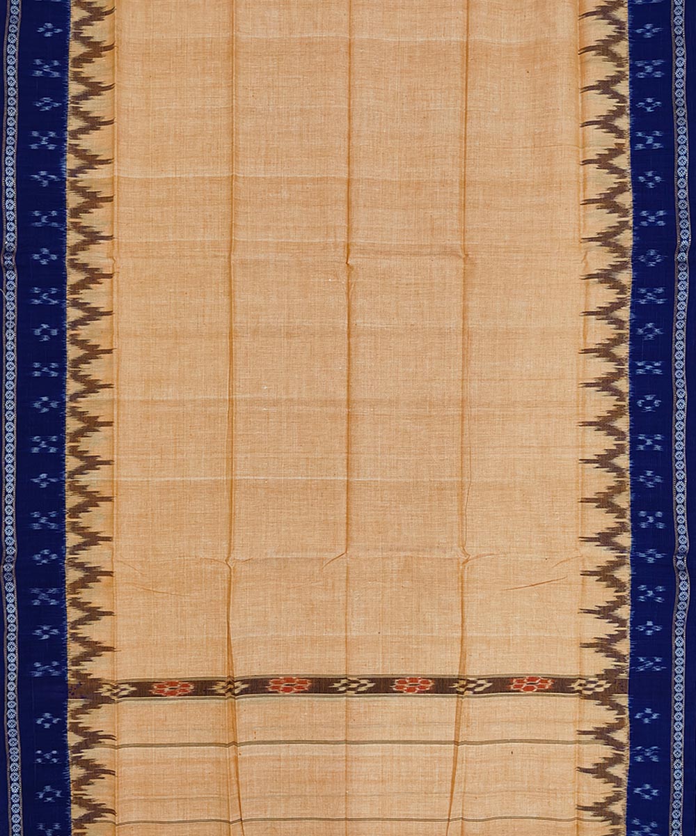 Beige blue handwoven cotton sambalpuri towel gamcha