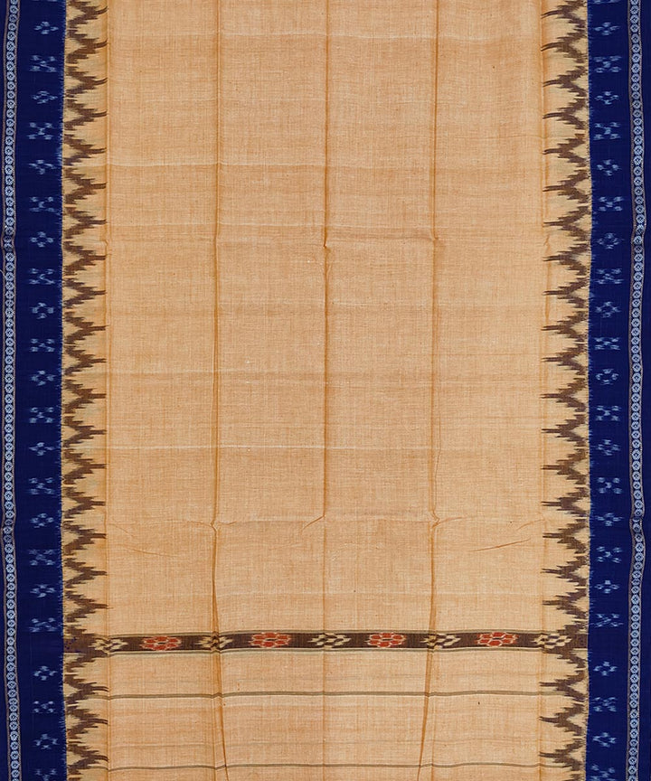 Beige blue handwoven cotton sambalpuri towel gamcha