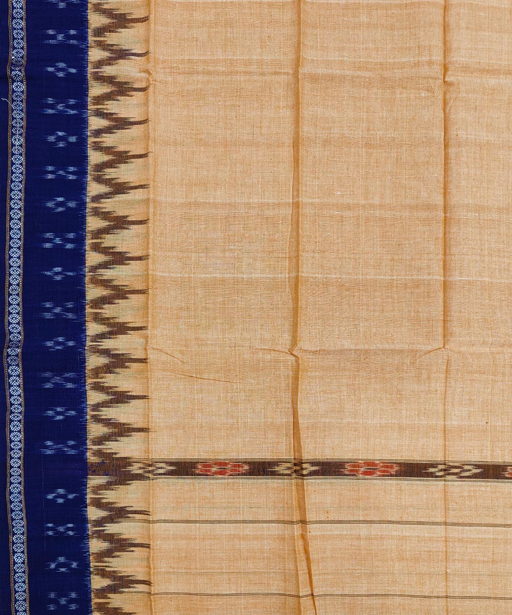 Beige blue handwoven cotton sambalpuri towel gamcha