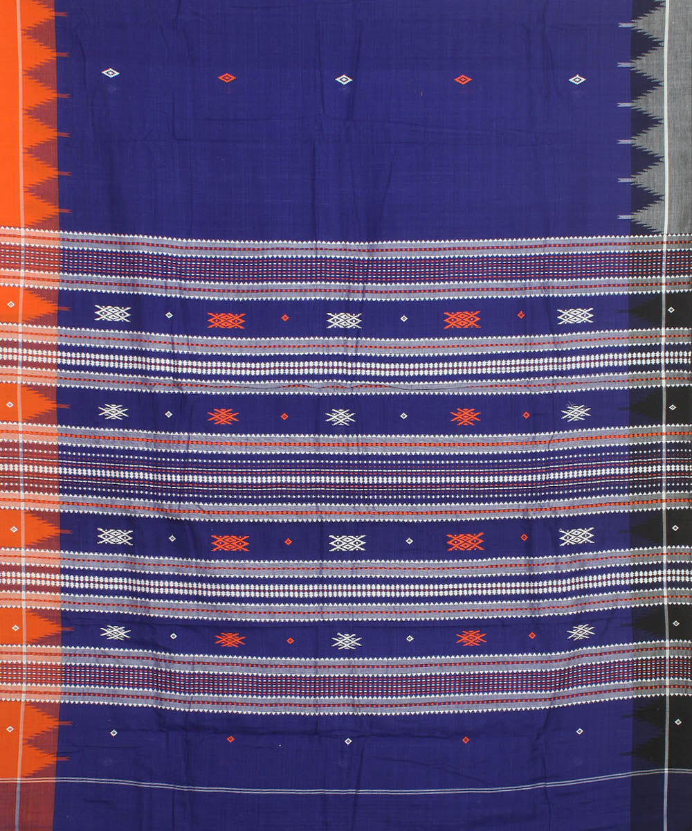 Navy blue cotton handwoven kotpad saree