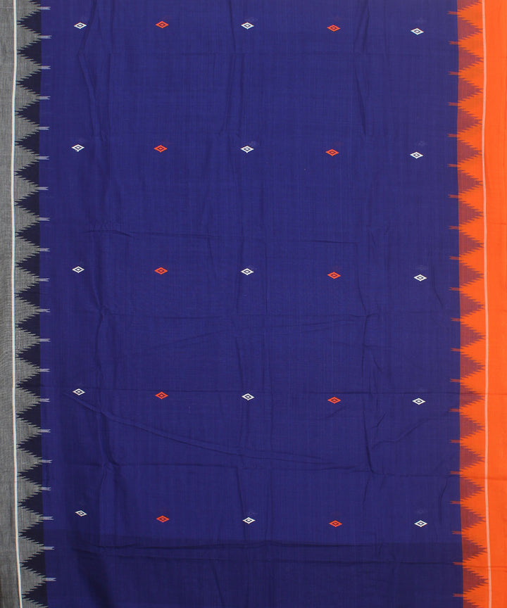 Navy blue cotton handwoven kotpad saree