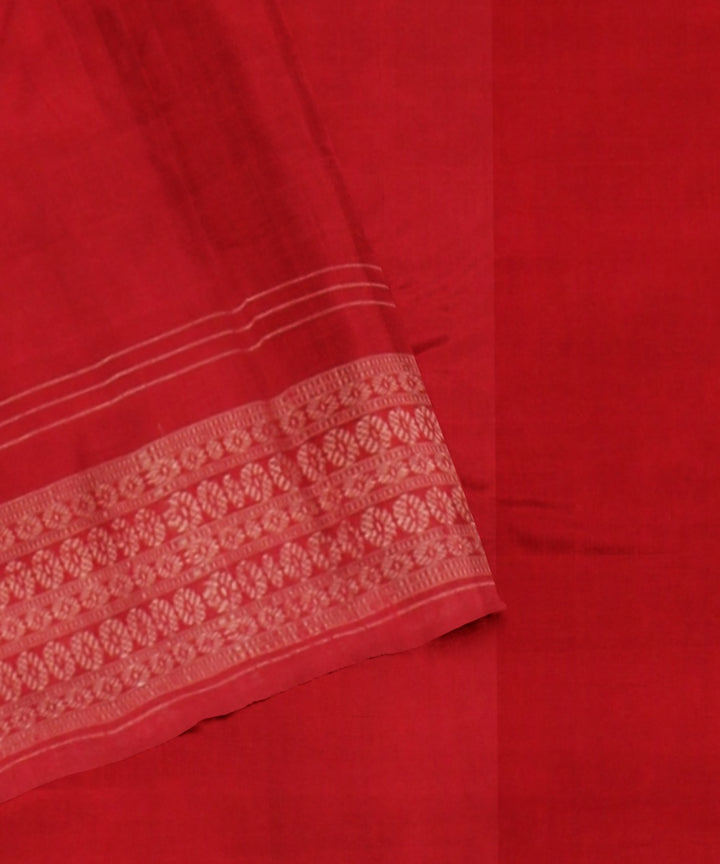 Navy blue red cotton handwoven sambalpuri saree