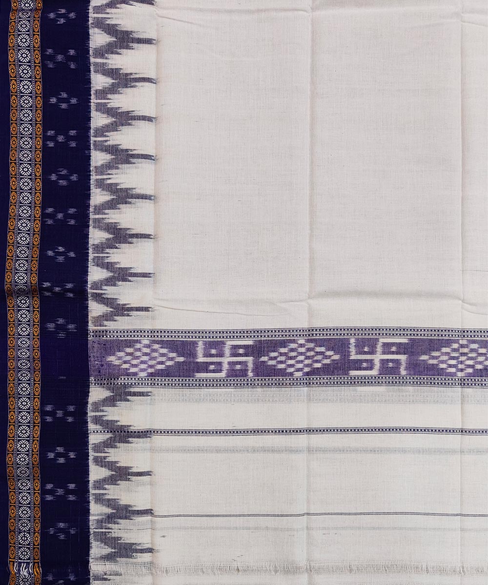 White blue handwoven cotton sambalpuritowel gamcha