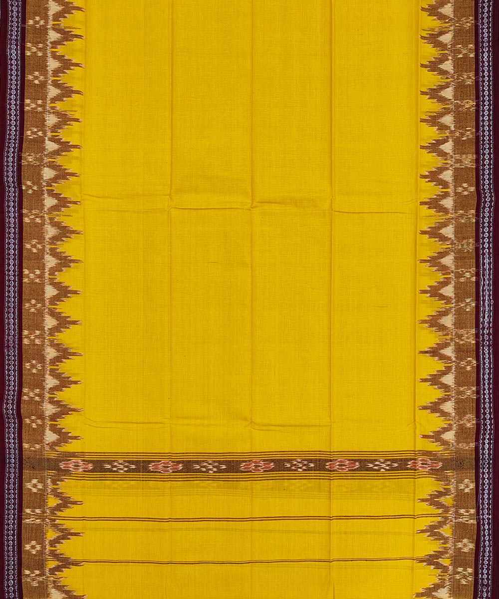 Yellow maroon handwoven cotton sambalpuri towel gamcha